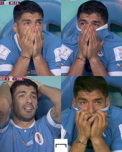 Las diferentes reacciones de Luis Suárez durante el partido de Uruguay y Ghana