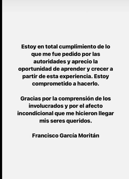 Las disculpas de Francisco García Moritan
