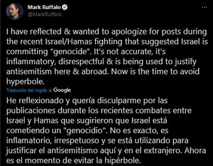 Las disculpas públicas de Mark Ruffalo