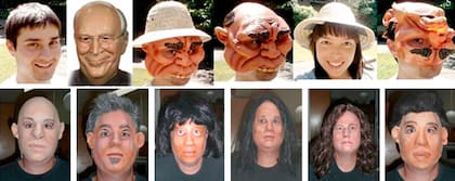 Las distintas caras y máscaras utilizadas por el estudio para investigar la actitud de los cuervos
