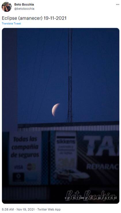 Las distintas fases del eclipse lunar parcial en Buenos Aires fueron retratadas por los usuarios