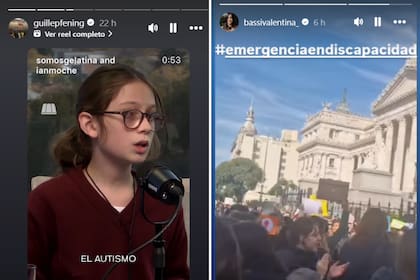 Las distintas manifestaciones de los actores en redes sociales (Foto: Instagram @guillepfening y @bassivalentina_)