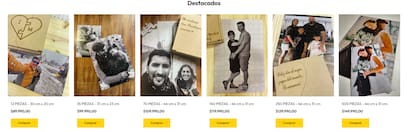 Las distintas opciones que vende en su página web Tu Puzzle, con sus tamaños y precios