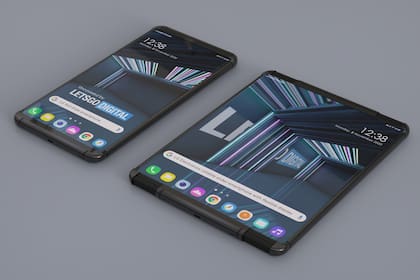 Las dos instancias del teléfono con pantalla enrollable de LG, tal como lo imaginan en Let's Go Digital