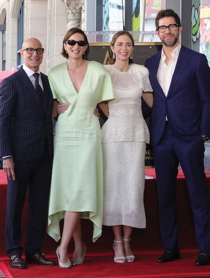 Las
dos parejas: Tucci
y su mujer, Felicity
Blunt, y Emily
con su marido, el
también actor
John Krasinski