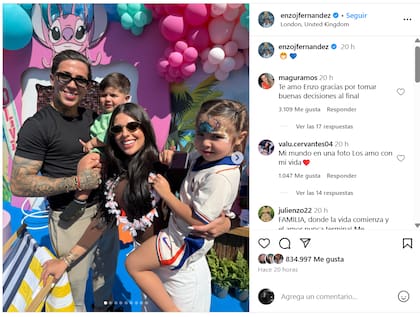 Las dulces palabras de Valu Cervantes en la publicación que hizo su novio (Foto: Captura Instagram @enzojfernandez)