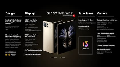 Las especificaciones generales del smartphone plegable Xiaomi Mix Fold2