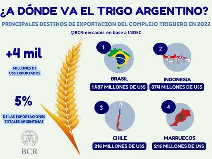Las exportaciones de trigo argentino
