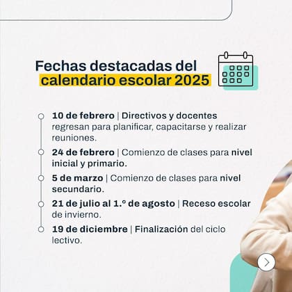 Las fechas del calendario 2025 (Foto/Instagram: @educacionba)