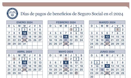 Las fechas del primer semestre en el calendario de pagos 2024 del seguro social