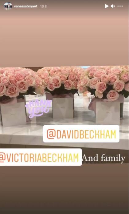 Las flores que la familia Beckham les mandó a las Bryant. Crédito: Instagram