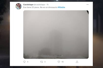 Las fotos de la ciudad en medio de la niebla ilustraron la mayoría de los posteos de los usuarios que hicieron referencia al fenómeno apelando al humor