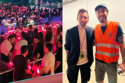 Las fotos de Lionel Messi junto a Cesc Fábregas y un trabajador de seguridad en el show de Coldplay