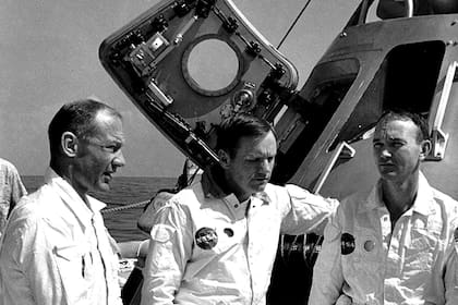 La tripulación del Apolo 11 durante un descanso en las sesiones de entrenamiento