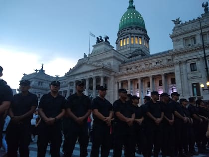 Las fuerzas de seguridad frente al Congreso