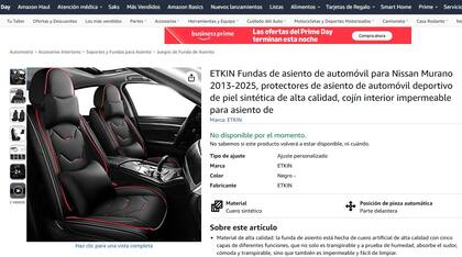 Las fundas para asiento de Liusandedian aparecen en Amazon bajo la marca ETKIN. Foto: Amazon