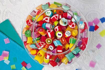 Caramelos para saborear en la fiesta o dar en las bolsitas. Estos son de Caramelos Artesanos