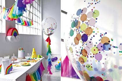 Las guirnaldas con flecos pueden hacerse en papel de seda o crepe