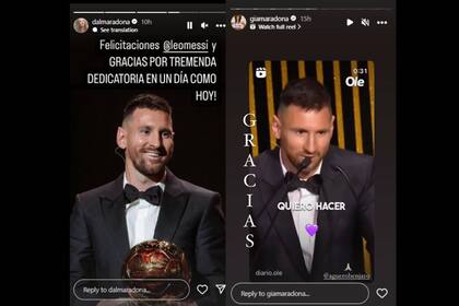 Las hermanas Maradona celebraron las palabras de Lionel Messi para Diego (Captura Instagram @dalmamaradona /@giamaradona)