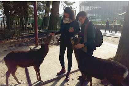 Las hijas en el viaje que las tres hicieron juntas a Japón.