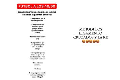 Las historias del Pollo Álvarez con los pedidos de sus amigos y comunicando la lesión