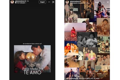 Las historias que compartió Gianinna Maradona en Instagram por el cumpleaños de su papá