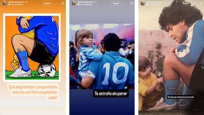 Las historias que publicó Dalma Maradona en Instagram por el cumpleaños de su papá