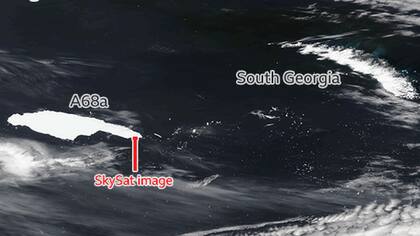 Las imágenes muestran al iceberg, que es casi del tamaño de las islas, acercándose a las Georgias del Sur