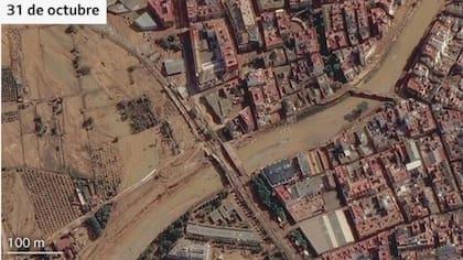 Las imágenes por satélite muestran el cauce del Turia tras las inundaciones