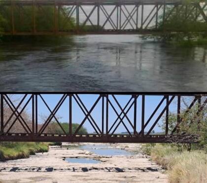 Las imágenes que comparan el rio de Rojas entre enero 2021 y enero 2023