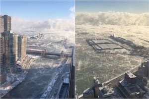 ¿Chicago más frío que Alaska? Las apocalípticas imágenes del lago Michigan congelado y cubierto de nubes