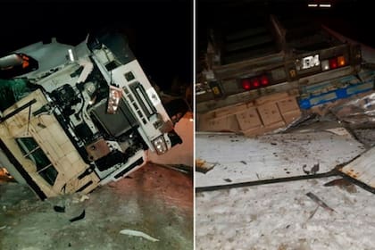 Las imprudencias de "Renolito" culminaron con el camión volcado a la vera de la ruta, a 90 kilómetros de Río Gallegos