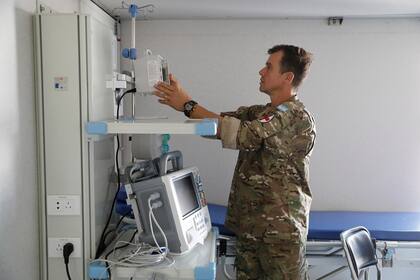 Las instalaciones del hospital militar móvil en Campo de Mayo