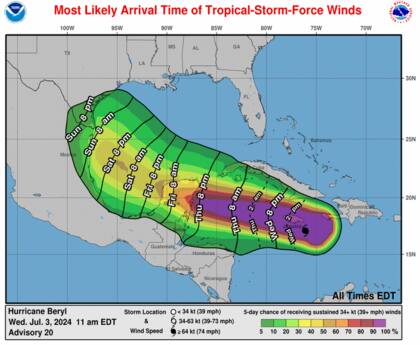Las Islas Caimán también se verían afectadas por el paso del huracán Beryl