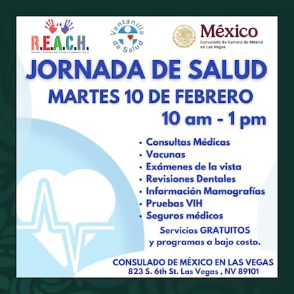 Las Jornadas de Salud del Consulado de Las Vegas son para mexicanos, con servicios gratis o a bajo costo (Facebook/Consulado de México en Las Vegas)