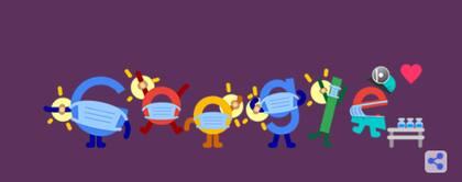 Las letras del logo de Google buscan exaltar la vacunación y acercar las recomendaciones de la OMS.