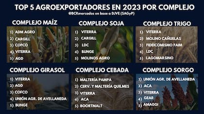 Las líderes de la exportación por complejo