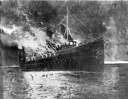 Las llamas ardieron por todo el Vapor después de las explosiones, causando todavía más conmoción.