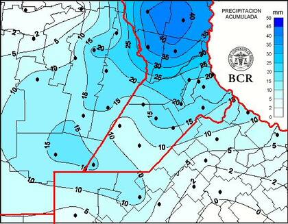 Las lluvias acumuladas durante el fin de semana en la región núcleo registradas desde el viernes al lunes