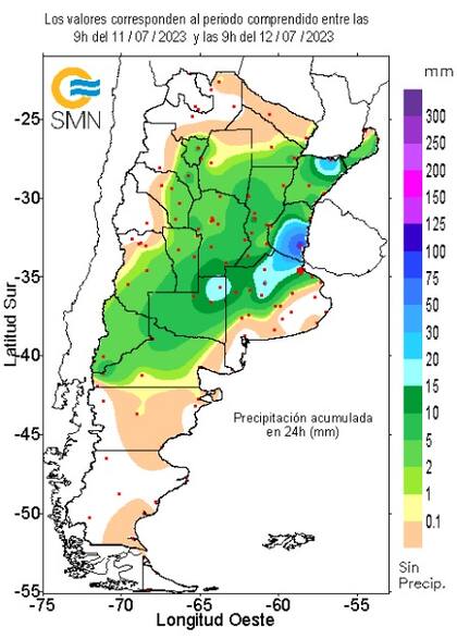 Las lluvias de las últimas 24 horas