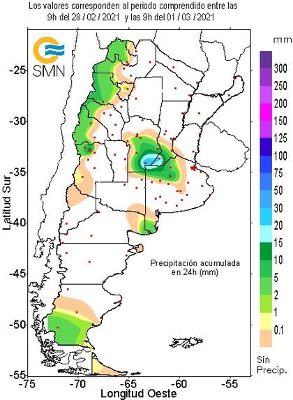 Las lluvias de las últimas 24 horas