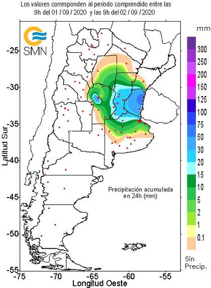 Las lluvias de las últimas 24 horas
