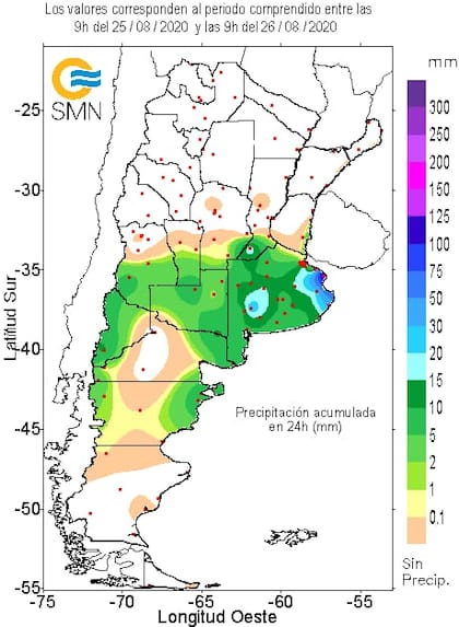 Las lluvias de las últimas 24 horas