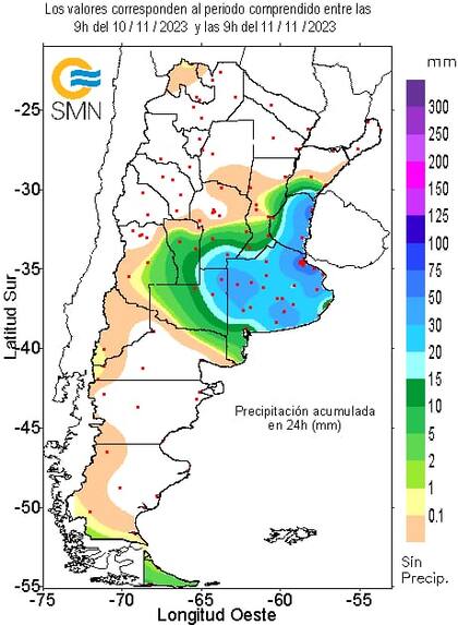 Las lluvias del 10 al 11 del actual