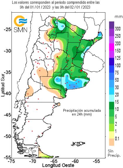 Las lluvias del 1° de enero y hasta las 9 AM de ayer