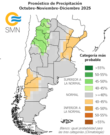 Las lluvias esperadas para octubre, noviembre y diciembre
