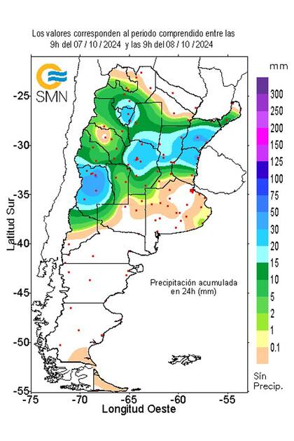 Las lluvias registradas en las distintas regiones