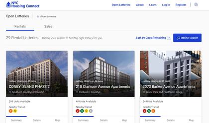 Las loterías abiertas para vivienda asequible en Nueva York