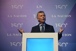 Macri durante su discurso en la celebración de los 150 años de LA NACION