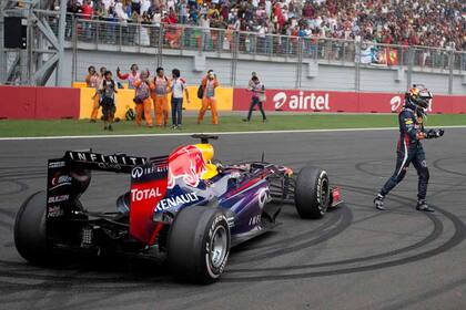 Sebastian Vettel celebra el tetracampeón de la Fórmula 1: el alemán obtuvo las cuatro coronas con Red Bull Racing y los motores Renault